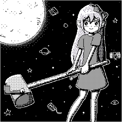 (1-Bit Omori Fanart) Aubrey 1 bit fanart illustration pixel art