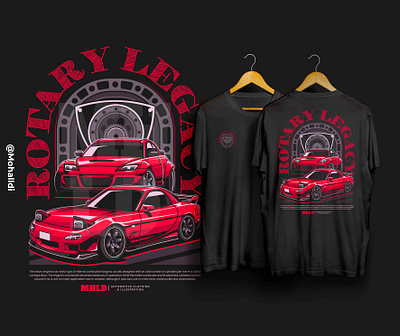 Mazda RX7 RX8 Rotary Drawing car tshirt