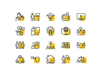 Meeting Line Icons Set brainstorming collaboration communication education feedback group discussion growth strategies icon world icons idea sharing illustation innovation leadership meeting networking online learning presentation teamwork virtual meetings