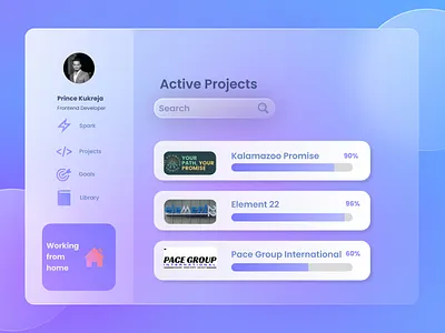 Glass Effect Project Tracker animation design glasseffect ui website