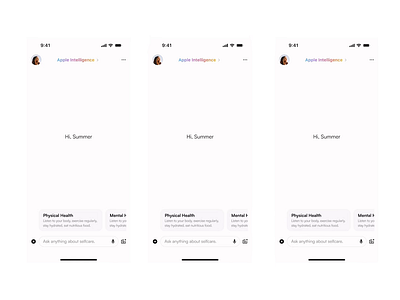 Selfcare AI (with Apple Intelligence) ai app design apple intelligence design ui user experience