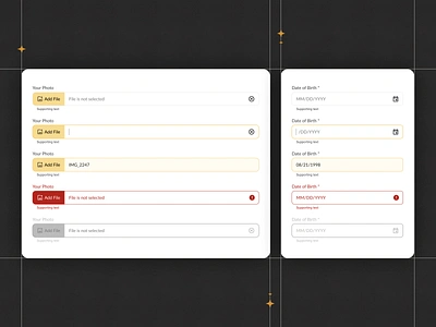 Custom Forms & Inputs States bestformdesign datingapp figmadesign formdesign inputfields photoupload top figam design topinputdesign ui uikit userexperience ux uxdesign webdesign