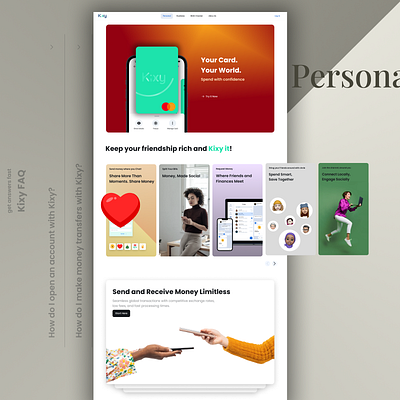 Kixy Website: Personal exchange financial gen z money transfer product designer ui uiux designer ux website