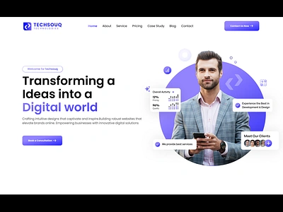 TECHSOUQ - Digital Agency Hero Banner agency clean creative design digital agency hero banner minimal popular profesional technology trending ui uidesign visual web