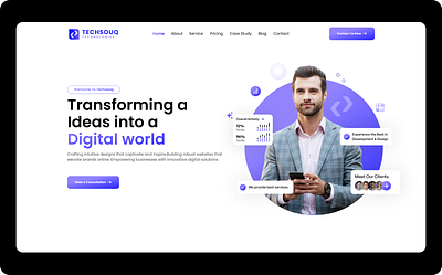 TECHSOUQ - Digital Agency Hero Banner agency clean creative design digital agency hero banner minimal popular profesional technology trending ui uidesign visual web