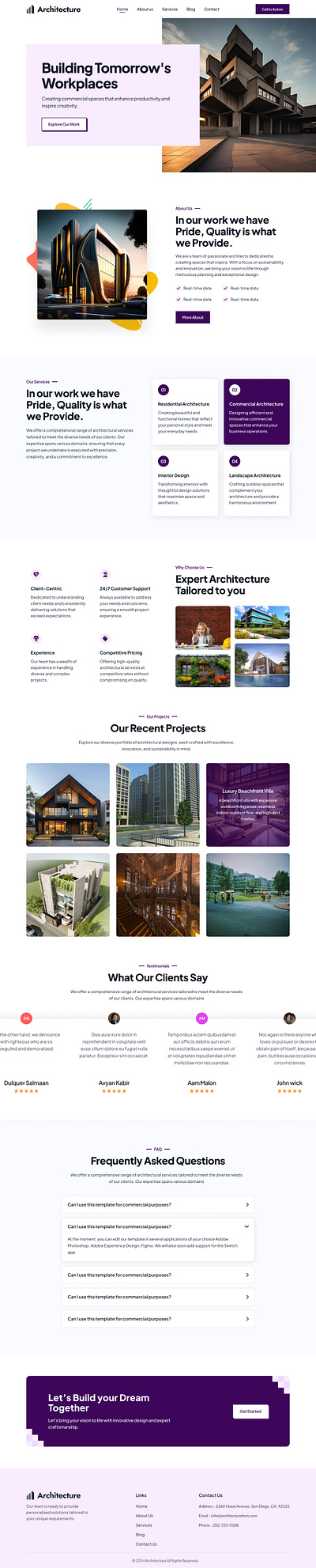 Architecture Landing Page aboutus architecture branding landingpage template ui uiux ux website