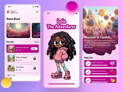 Lola The Adventurer animation design figma game design graphic design landing page mobile app photoshop ui ux