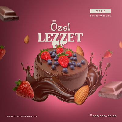 CAKE EVERYWHERE cake chocolate cake design graphic design instagram post social media design