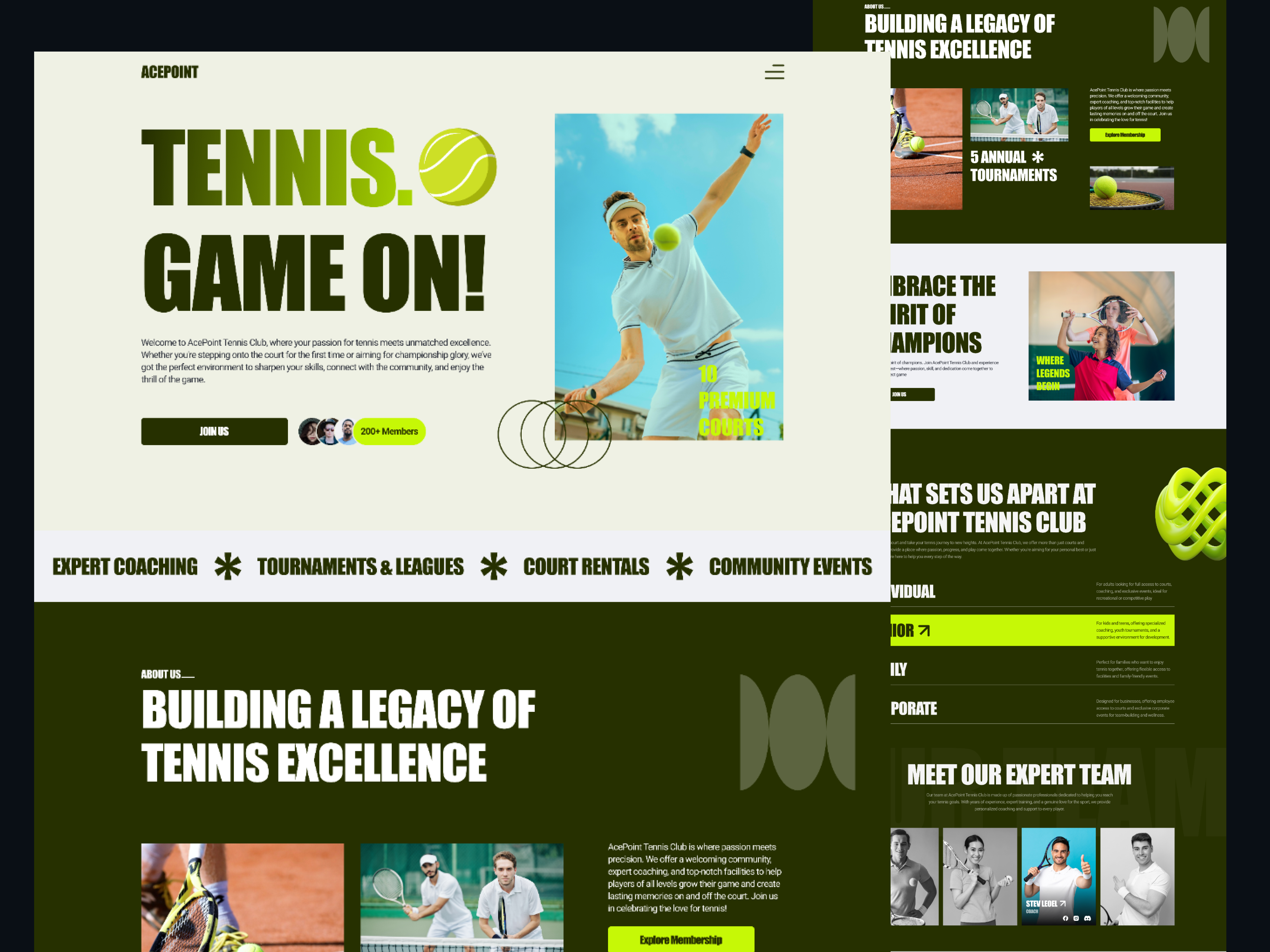 ACEPOINT; Sports Landing Page best sports website landing page landing page design sports landing page sports ui sports web sports website design tennis club website tennis sports tennis sports website design tennis ui ui uiux web web design web ui website design