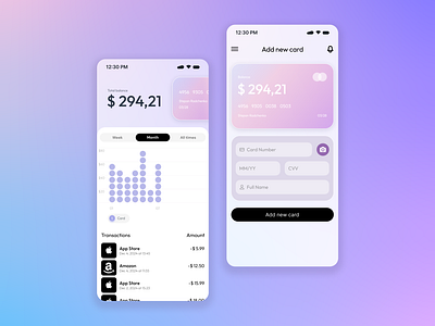 Personal wallet app app design card chart credit cards finance mobile ui wallet