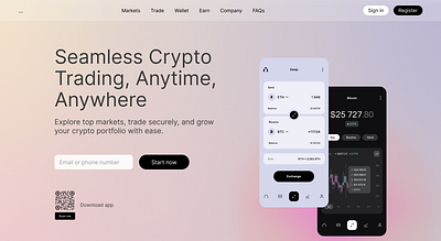 Crypto exchange landing hero crypto exchange hero landing page ui