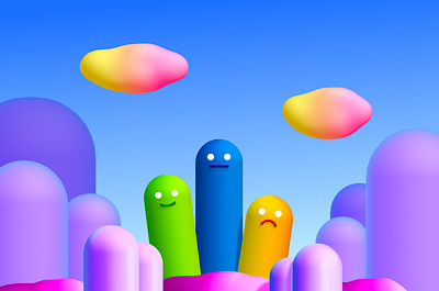 Colorful worm planet 3d colorful fun random worm