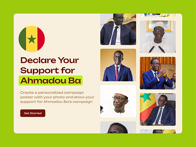 Ahmadou Ba Presidential Campaign figma herosection landingpage ui webdesign