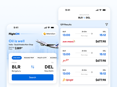 FlightON App UI app design figma flight product design results search ui ux