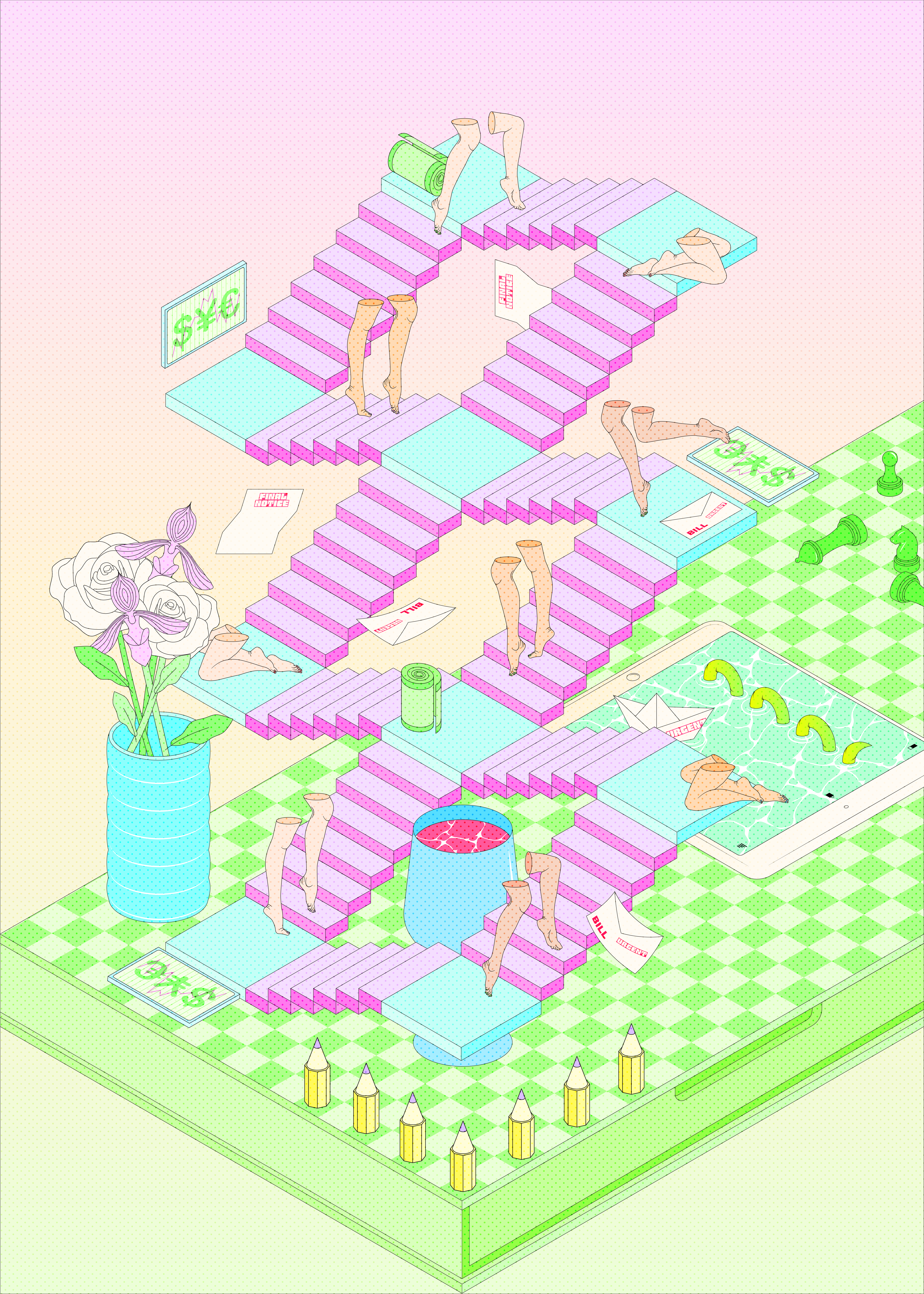 Climbing the Ladder adobe illustrator architecture digital drawing illustration illustrator line drawing
