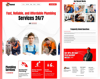 Plumbing Service Website | Landing Page colorful branding design elementor htmlcss illustration landing page shopify ui web design wix wordpress