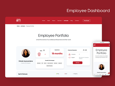 Employee Portfolio Dashboard branding dashboard design employee employeedashboard employeeportfolio employeeprofile it itservices potfolio profile ui ux