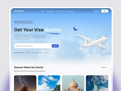 Landing Page for Travel Visa app design booking app branding clean creative design illustration ui