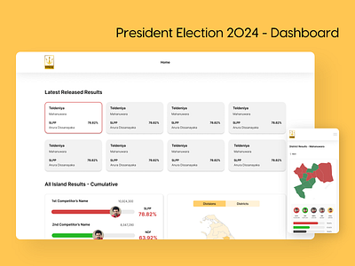 President Election 2024 - Dashboard Website Project 2024 branding design election electiondashboard presidentelection province srilankaelection ui ux