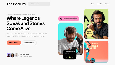 The Podium - Sports Podcast Hero agency consume freelance hero listen podcast section sports uiux us userexperience ux web web design webdesign website design websitedesign