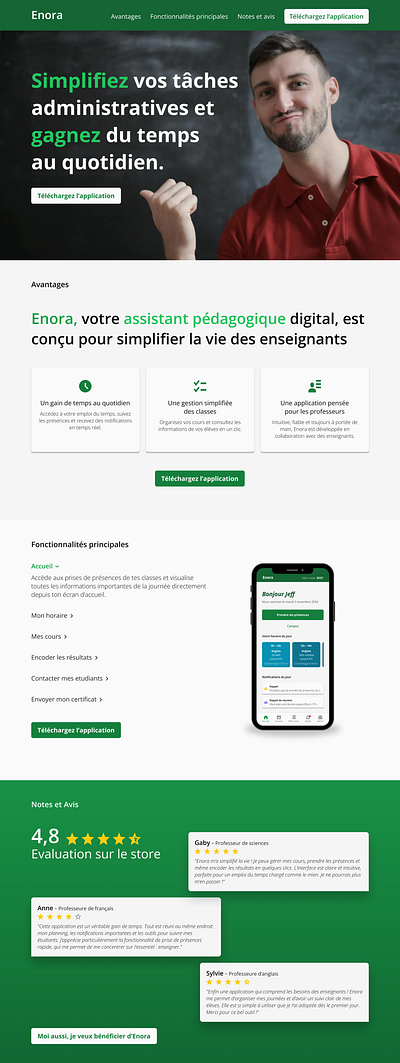 Onepage Enora appmobile design laptop onepage ui ux