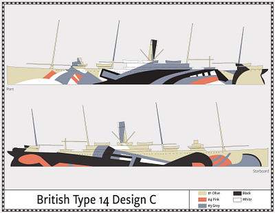 British Type 14, Design C - Dazzle Camouflage - 1917 camouflage dazzle illustration