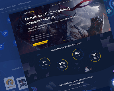 Gaming Virtual idea - Landing Page 3d gaming idea branding design flat gaming desing gaming landing page landing page ui virtual design vr gaming web application website