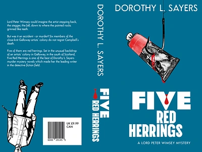 "Five Red Herrings" by Dorothy L. Sayer | Book cover design book cover graphic design illustration photoshop typography