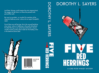 "Five Red Herrings" by Dorothy L. Sayer | Book cover design book cover graphic design illustration photoshop typography