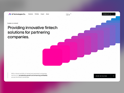 AI Technologies Co. landing page : Ascending Fintech Solutions accelerating growth brand identity business website corporate website design digital marketing fintech innovative investment landing page design logo partnered companies profitability technology solutions ui design ux design uxui web design web ui web ux
