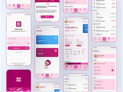 MOMO E-Wallet app branding design home login ui ui design