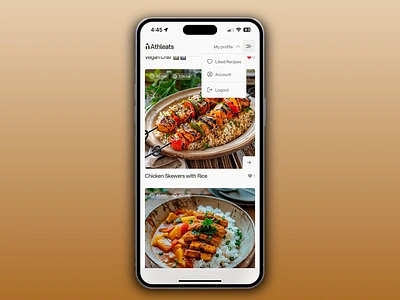 Athleats - recipe platform account branding calorie counter design dietary app fitness food app health logout mobile app design mobile app ui mobile application mobile ui mobile ux recipe app recipe interface ui design user experience ux design uxui