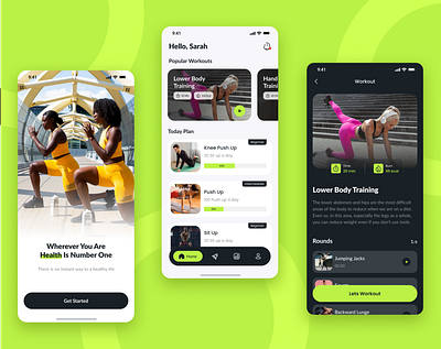 App Design - Fitness App UI clean figma fitness green mobile ui ux