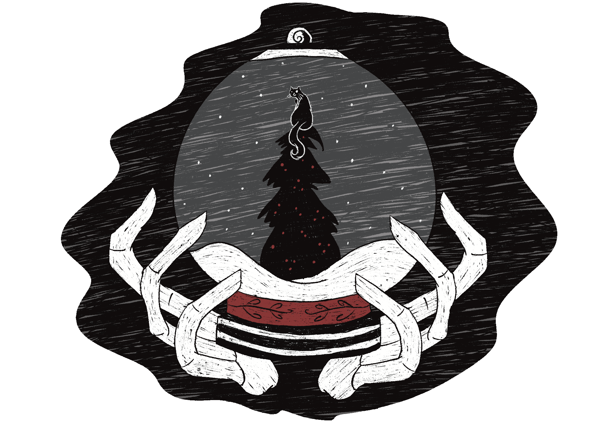 Christmas Stuff cat character design christmas concept art creepy dark goth gothic halloween horror illustration illustration art illustrator kitten kitty pencil procreate skull xmas