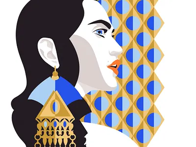 Her Portrait blue elegant face face cream fashion female feminine in love jewelry brand model pattern portrait rich royal vector vector face vector illustration woman