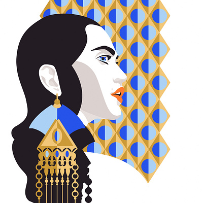 Her Portrait blue elegant face face cream fashion female feminine in love jewelry brand model pattern portrait rich royal vector vector face vector illustration woman