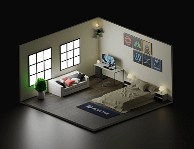 Isometric Bedroom 3d