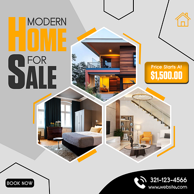 MODERN HOME FOR SALE BOOK NOW TEMPLATE graphic design home for sale