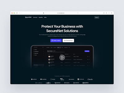 Landing Page for a Security Business blue dark dark mode design green landing page ui website