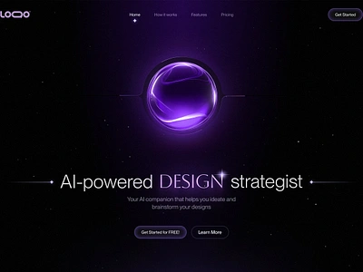 AI Designer Dashboard ai button darkmode figma hero section landing page orb siri