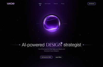 AI Designer Dashboard ai button darkmode figma hero section landing page orb siri