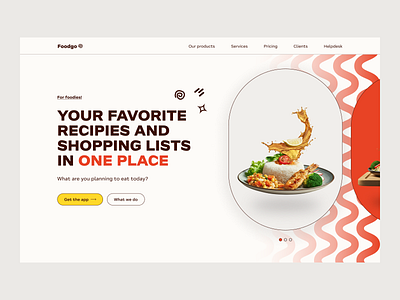 Foodgo - Fictional food app landing page branding design graphic design illustration logo product design typography ui ux vector