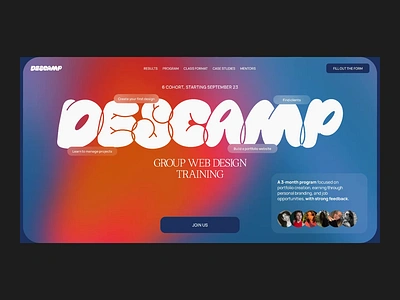 Descamp / Landing page branding course design editorial figma landing page logo midjourney tilda typography ui web design web designer website