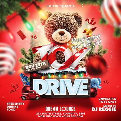 Christmas Toy Drive Flyer Template xmas toy drive