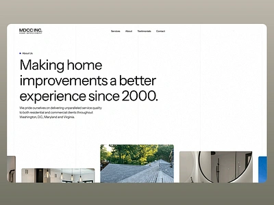 MDCC INC. HOME IMPROVEMENT WEBSITE branding building contractor commercial construction construction contractors design general contractor home improvement home improvement services home repairs remodeling residential roofing testimonials ui user interface ux web design web ux website