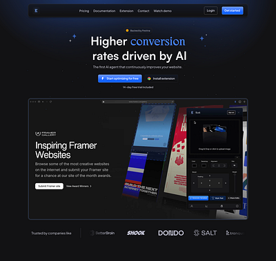 Keak · Landing Page Redesign black palette dark theme landing page saas landing page web design