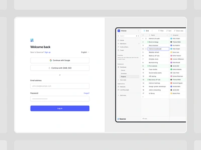 Baserow — Log in 🚪 app application clean create account form inter layout login minimal product design saas sign in sign up simple startup ui user interface ux verification widelab