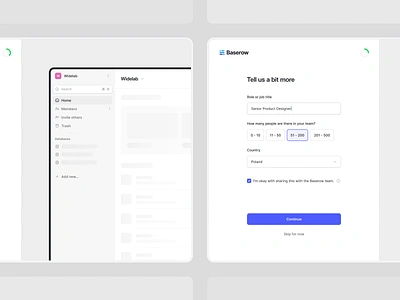 Baserow — Onboarding wizard 🪄 app application clean create account flow form inter layout process product design progress saas sign up simple startup steps ui user interface ux widelab