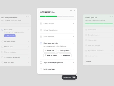 Baserow — Onboarding tasks ✅ app application clean flow form help helper inter layout product design saas simple startup steps support todo ui user interface ux widelab