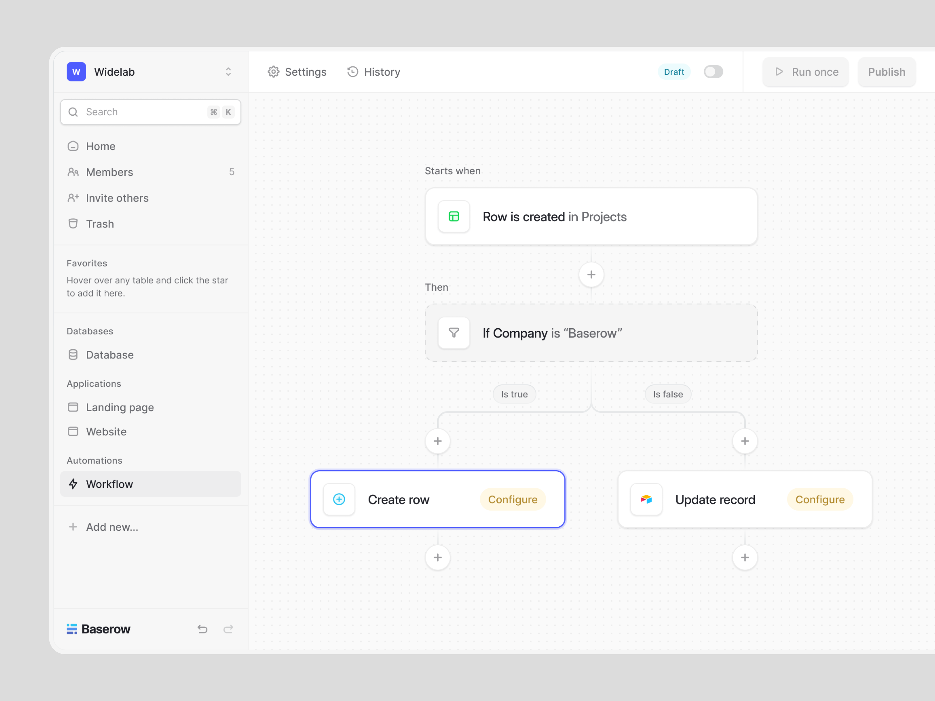 Example of Baserow — Automation Builder 🎛️